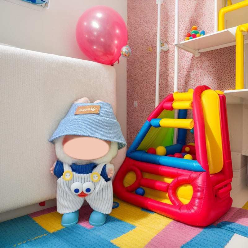 SHUOXUKE Doll Clothes Set and Accessories, 2025 Stylish Adorable Designed Clothes Outfit for 15cm/17cm Doll with Hat & Overalls & Blue Shoes - Image 3